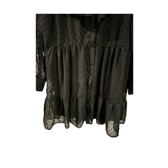 Zara Ruffle Button Front Black Size XS Dress - Picture 4 of 6